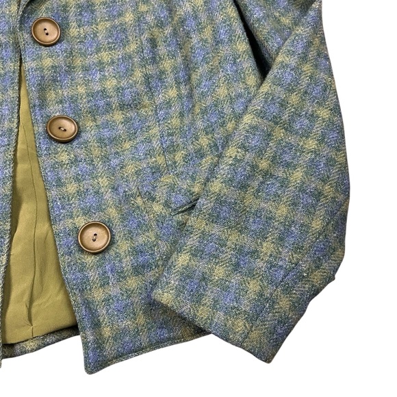 Vintage 1950s/60s Tailorbrooke blue and green plaid fully lined wool jacket - Picture 5 of 6